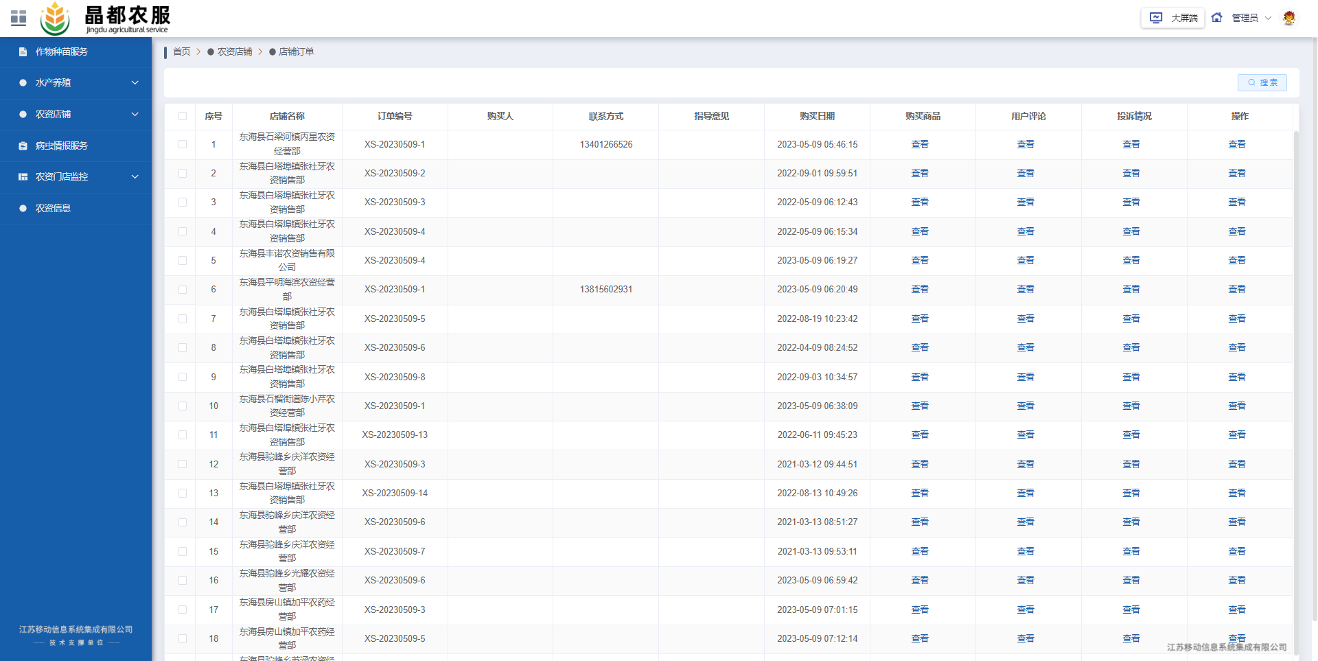 江苏省东海县社会化服务平台案例展示后台图片